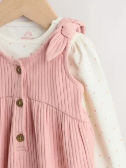 Roze - Baby Jersey Bretelbroeken en Bodysuit 2 Pieces Set (0mnd-2jr)