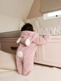 Roze - Baby pakje met konijntjes van imitatiebont (0mnd -2jr)