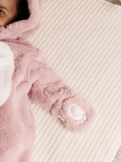 Roze - Baby pakje met konijntjes van imitatiebont (0mnd -2jr)