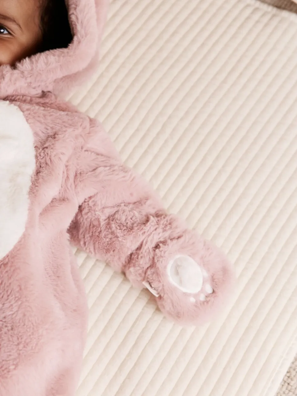 Roze - Baby pakje met konijntjes van imitatiebont (0mnd -2jr)