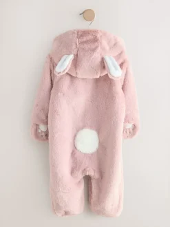 Roze - Baby pakje met konijntjes van imitatiebont (0mnd -2jr)