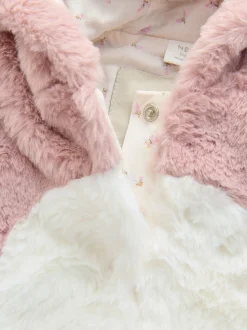 Roze - Baby pakje met konijntjes van imitatiebont (0mnd -2jr)