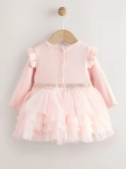 Roze - Babyjurk met lange mouwen en tutu (0mnd-2jr)