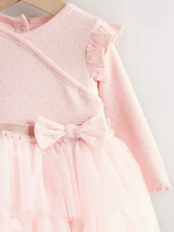 Roze - Babyjurk met lange mouwen en tutu (0mnd-2jr)