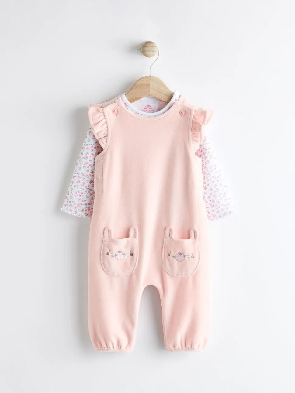 Roze - Babyset van tuinbroek en rompertje met lange mouwen (0 mnd - 2 jr)
