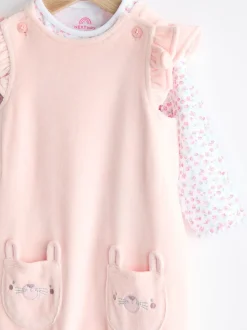 Roze - Babyset van tuinbroek en rompertje met lange mouwen (0 mnd - 2 jr)