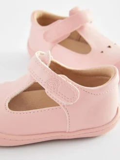 Roze - Babyslofjes met T-bandje