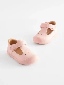Roze - Babyslofjes met T-bandje