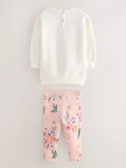 Roze - Baker by Ted Baker 2 -delige lange sweatset met strik en bloemenleggings