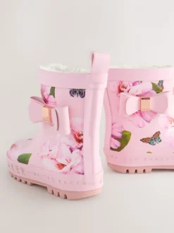 Roze - Baker by Ted Baker Girls Faux Fur Lined Welly Boots with Bow