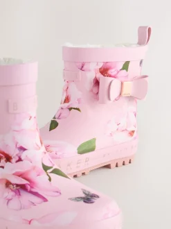 Roze - Baker by Ted Baker Girls Faux Fur Lined Welly Boots with Bow