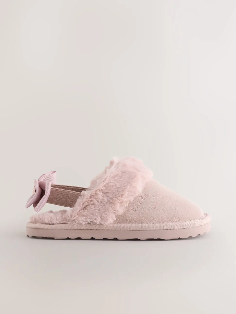 Roze - Baker by Ted Baker Meisjes suède Pantoffelmuiltjes van imitatiebont met Strik