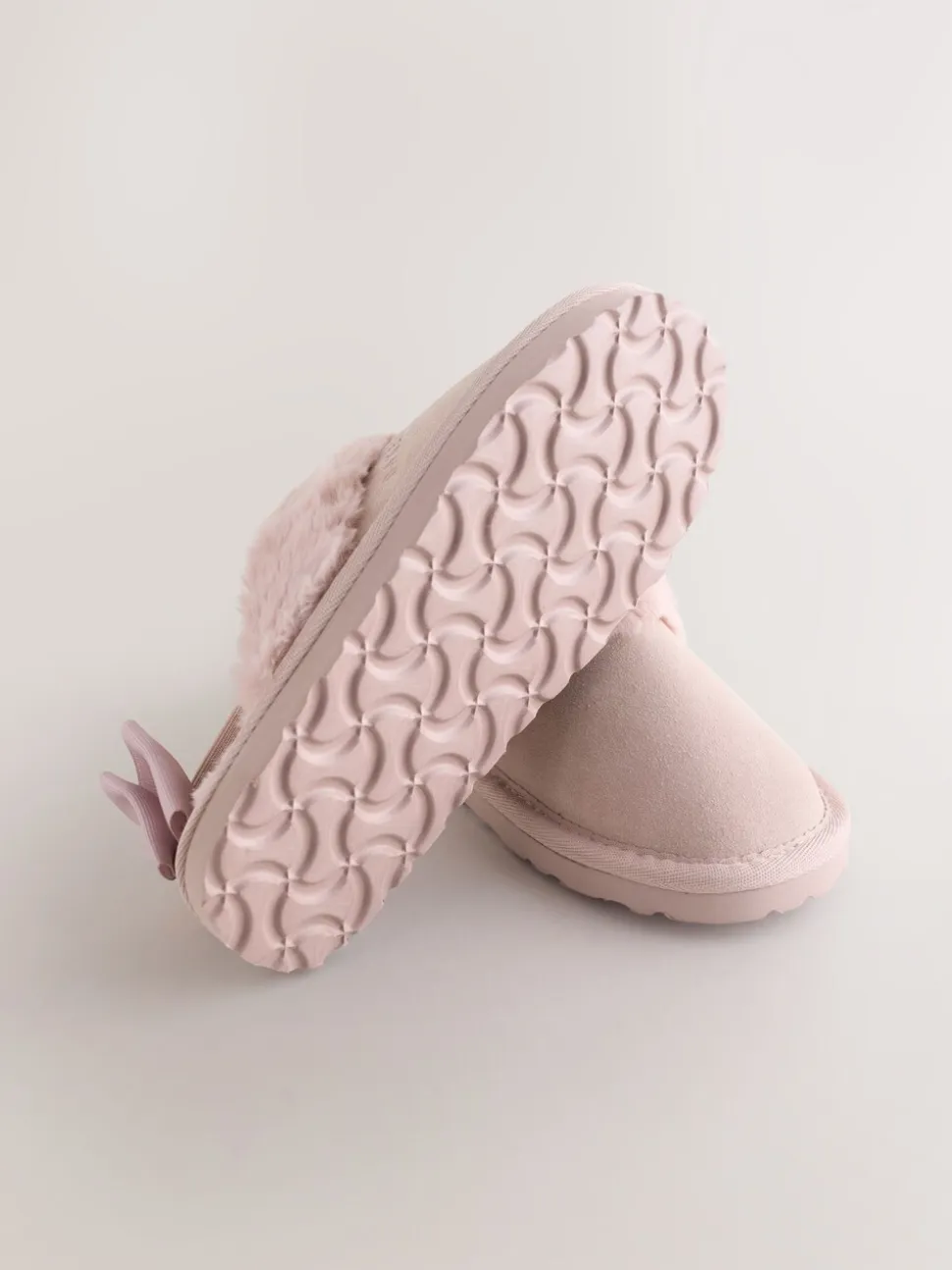 Roze - Baker by Ted Baker Meisjes suède Pantoffelmuiltjes van imitatiebont met Strik