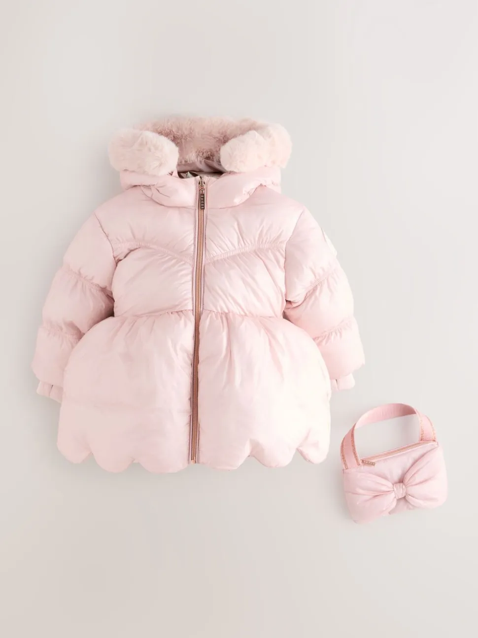 Roze - Baker by Ted Baker Regenbestendige gewatteerde jas met geschulpte rand en afneembare tas