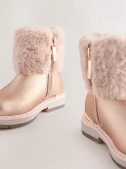 Roze - Baker by Ted Baker - Meisjeslaarzen met imitatiebont en strik