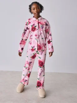 Roze - Baker by Ted Baker Floral Fleece Pyjamas Set 2 Piece