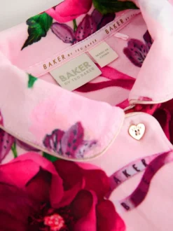 Roze - Baker by Ted Baker Floral Fleece Pyjamas Set 2 Piece