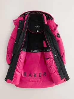 Roze - Baker by Ted Baker meisjes regenbestendige gewatteerde lange jas