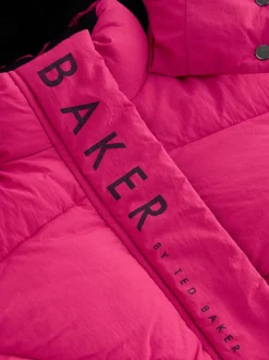 Roze - Baker by Ted Baker meisjes regenbestendige gewatteerde lange jas