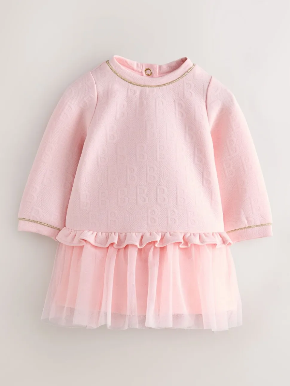 Roze - Baker by Ted Baker Jacquard jurk met reliëf en mesh zoom