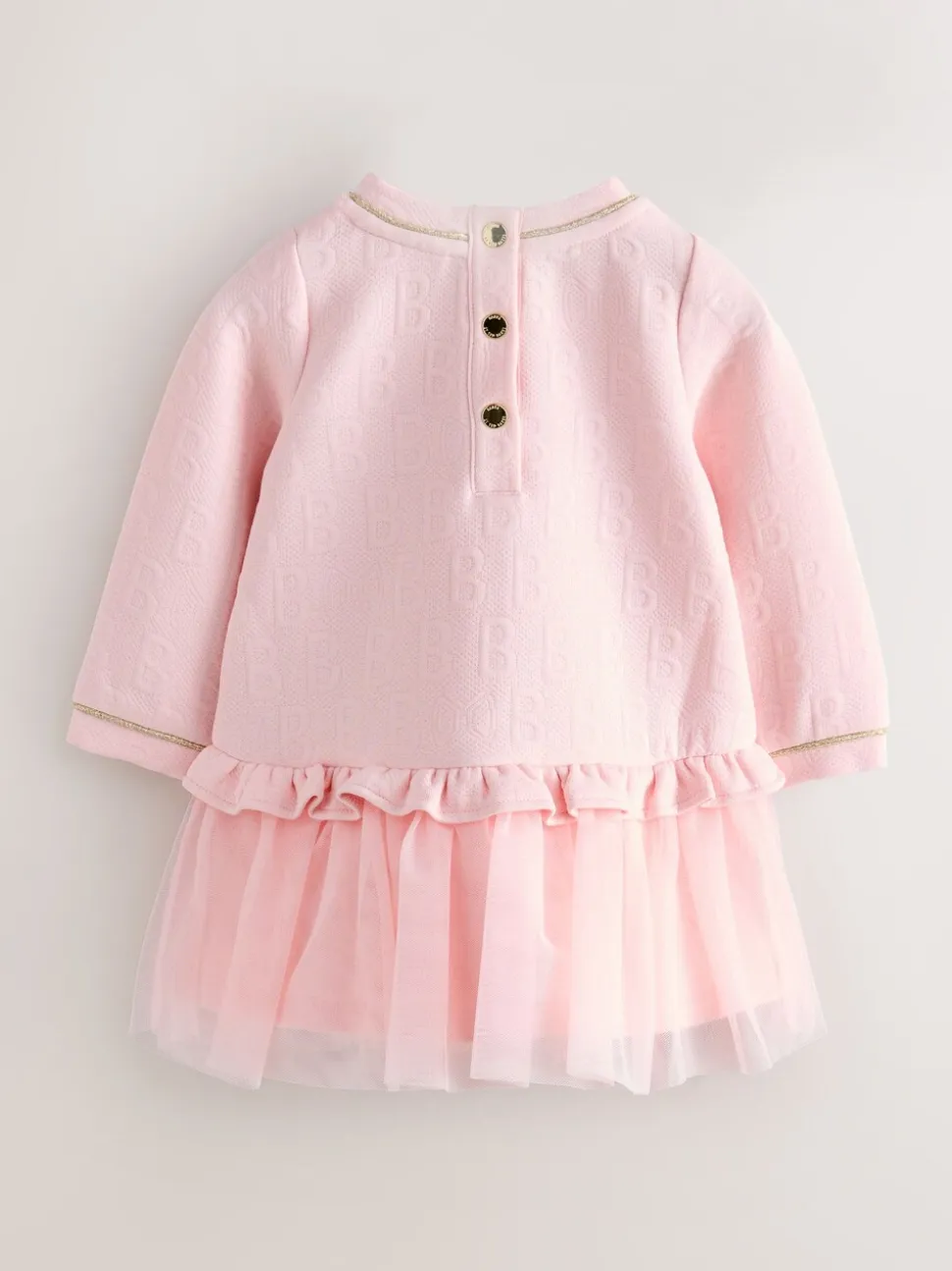 Roze - Baker by Ted Baker Jacquard jurk met reliëf en mesh zoom