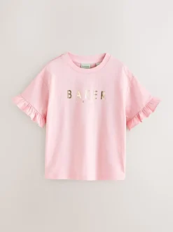 Roze - Baker by Ted Baker 3 Pack Boxy Fit Frill Graphic Printed T-Shirts