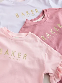 Roze - Baker by Ted Baker 3 Pack Boxy Fit Frill Graphic Printed T-Shirts