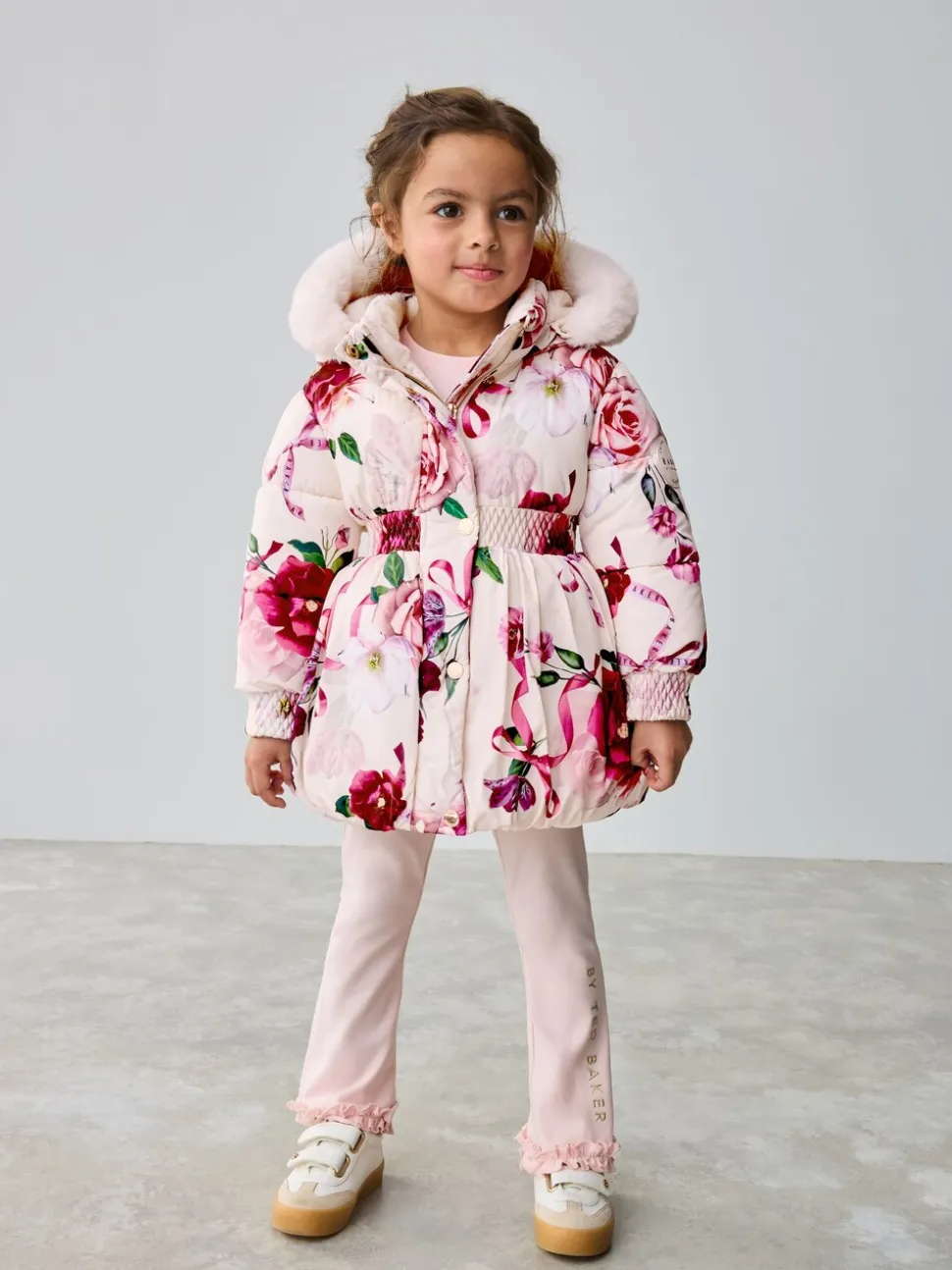 Roze - Baker by Ted Baker - Regenbestendige gewatteerde jas met bubbelzoom