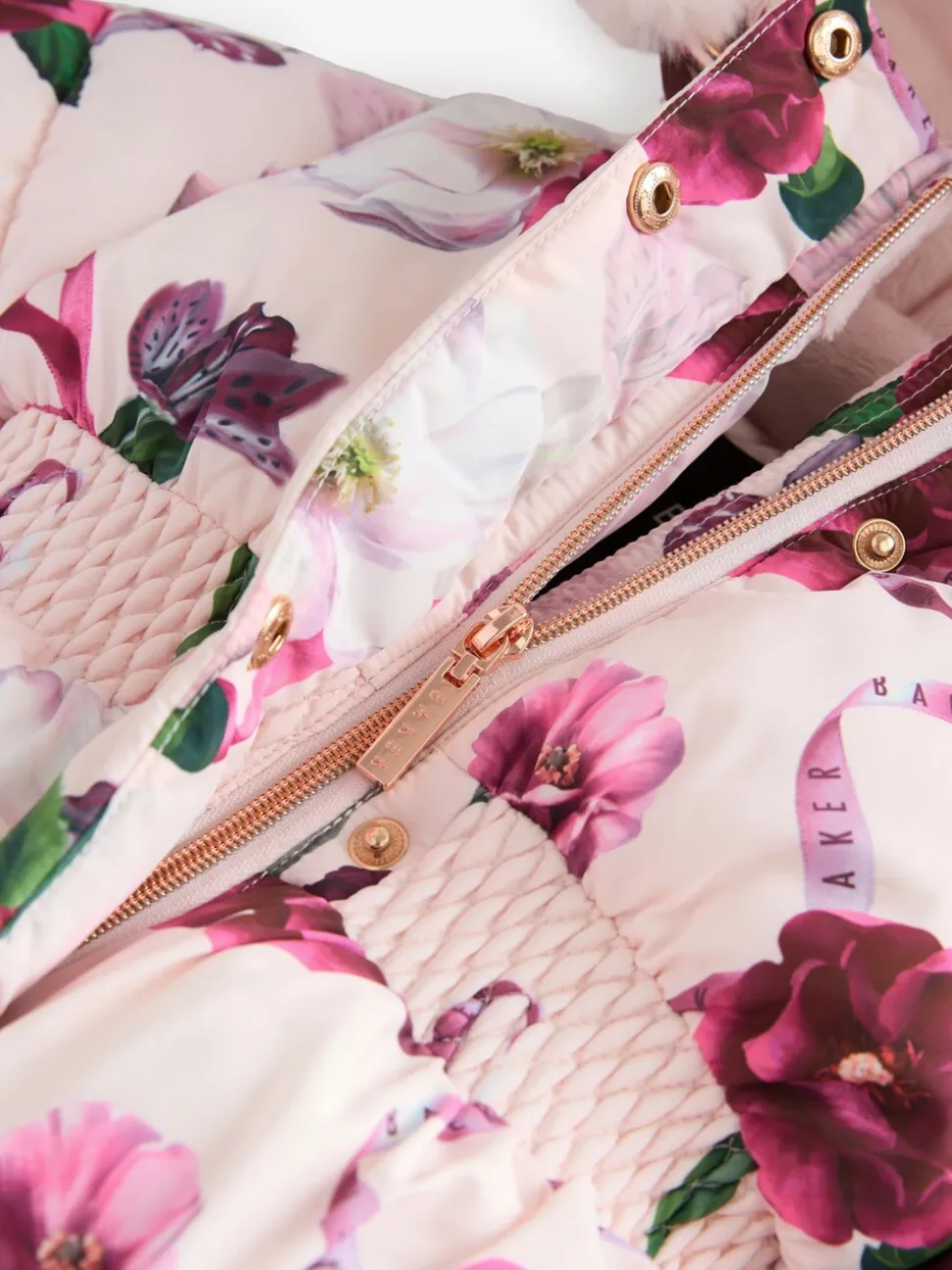 Roze - Baker by Ted Baker - Regenbestendige gewatteerde jas met bubbelzoom