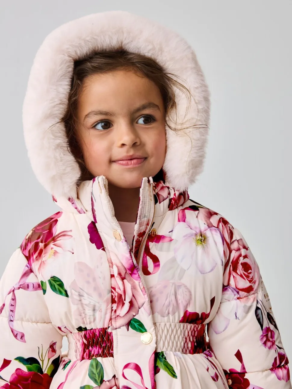 Roze - Baker by Ted Baker - Regenbestendige gewatteerde jas met bubbelzoom