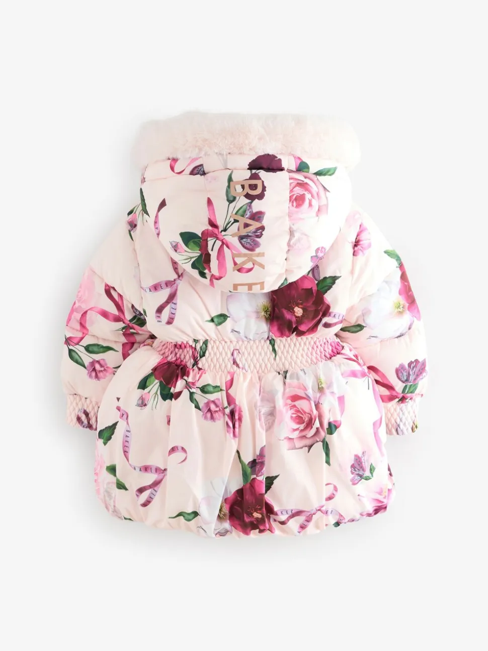 Roze - Baker by Ted Baker - Regenbestendige gewatteerde jas met bubbelzoom