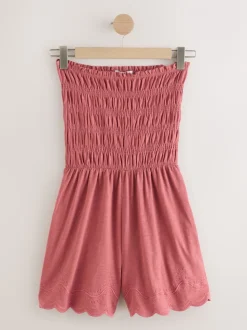 Roze - Bandeau playsuit met plooien