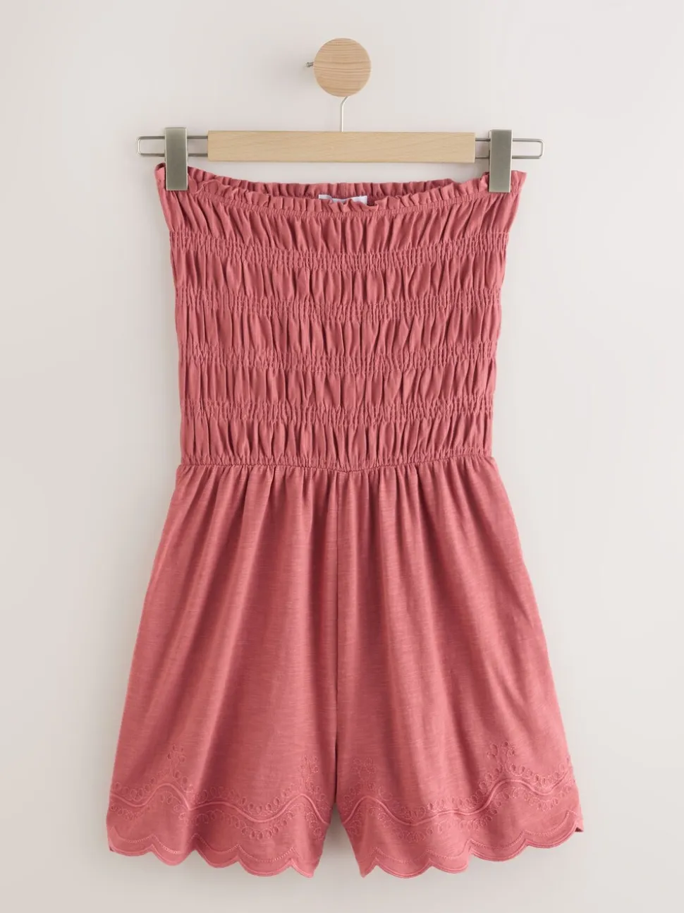 Roze - Bandeau playsuit met plooien