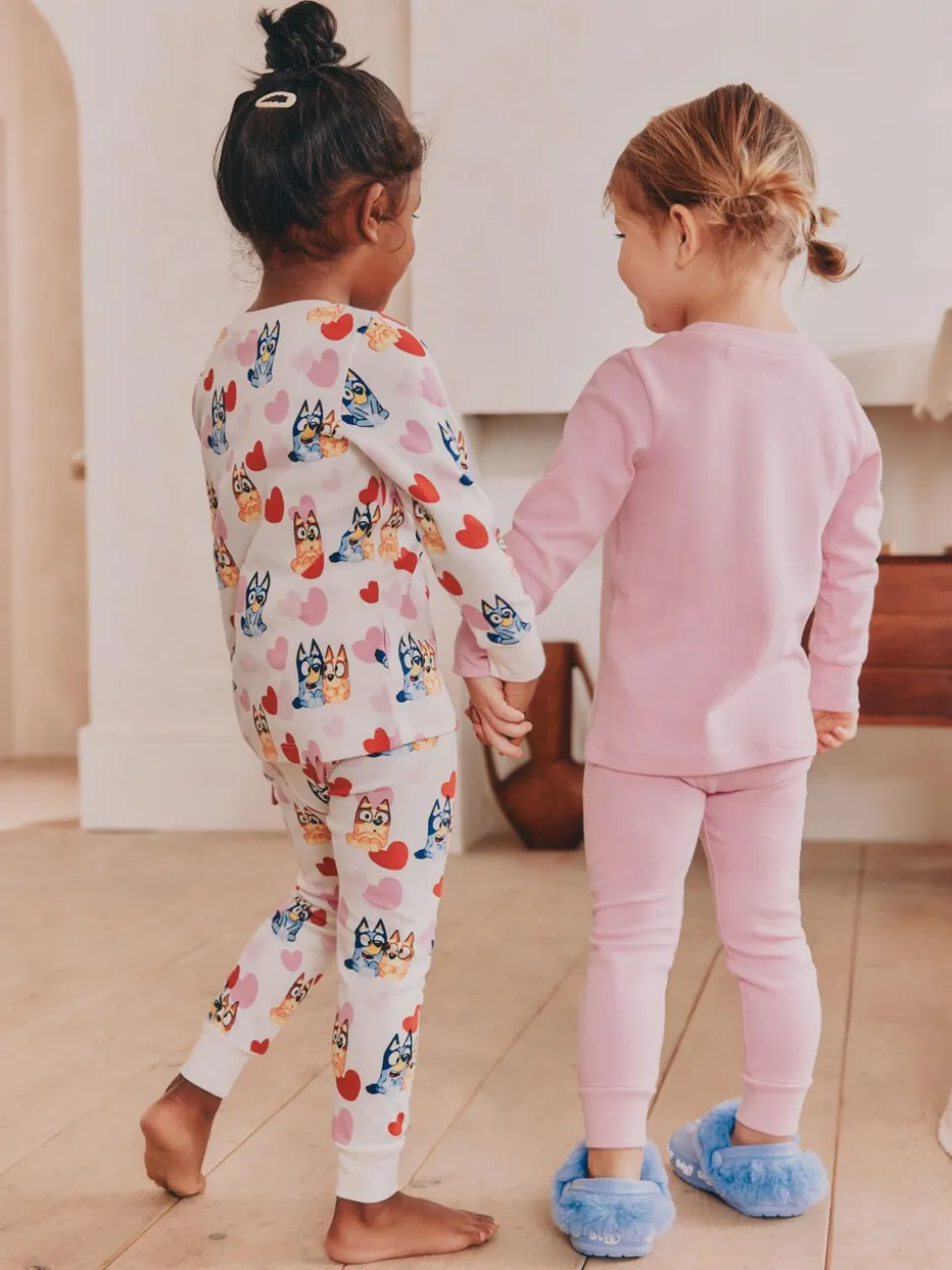 Roze - Bluey Knusse pyjama's met lange mouwen van 100% katoen, 2 verpakking (12mnd-8jr)