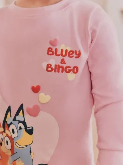Roze - Bluey Knusse pyjama's met lange mouwen van 100% katoen, 2 verpakking (12mnd-8jr)