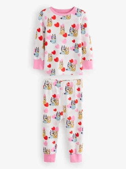Roze - Bluey Knusse pyjama's met lange mouwen van 100% katoen, 2 verpakking (12mnd-8jr)