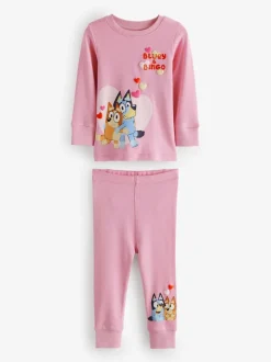 Roze - Bluey Knusse pyjama's met lange mouwen van 100% katoen, 2 verpakking (12mnd-8jr)