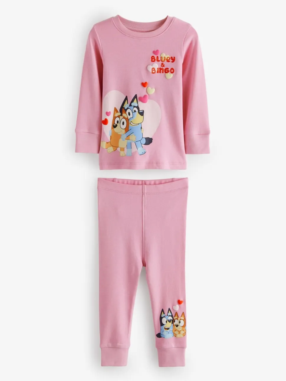 Roze - Bluey Knusse pyjama's met lange mouwen van 100% katoen, 2 verpakking (12mnd-8jr)