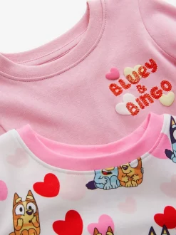 Roze - Bluey Knusse pyjama's met lange mouwen van 100% katoen, 2 verpakking (12mnd-8jr)