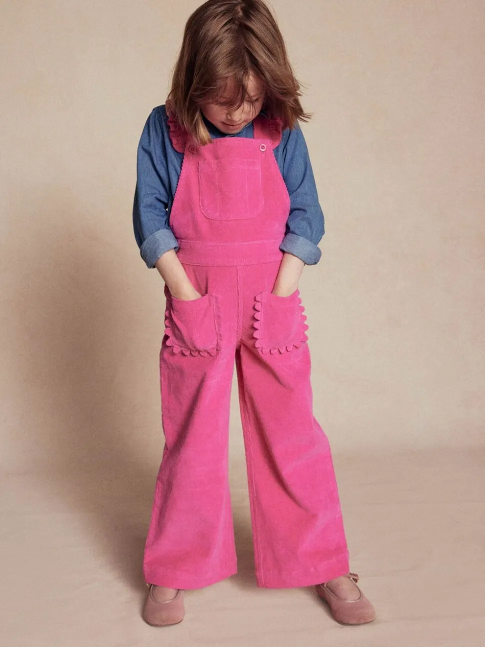 Roze - Boden Frill Dungarees