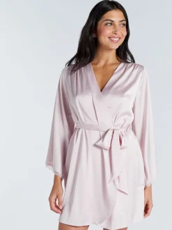 Roze - Boux Avenue Kaya Lace Trim Satin Robe
