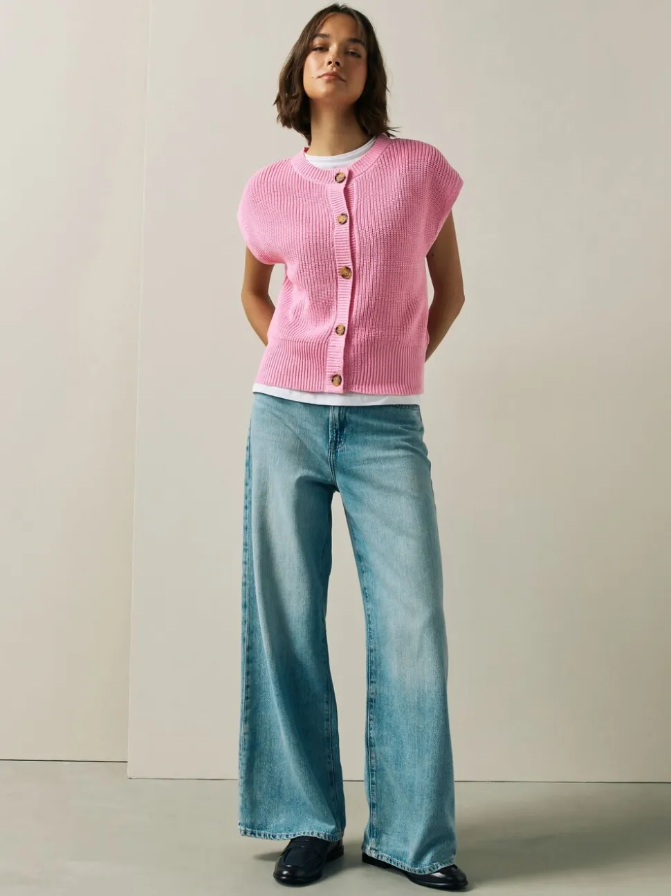 Roze - Button Through Knitted Tank