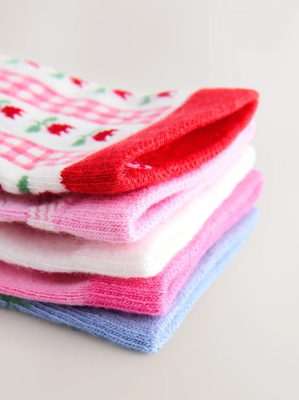Roze - Cotton Rich Cherry Ankle Socks 5 Pack