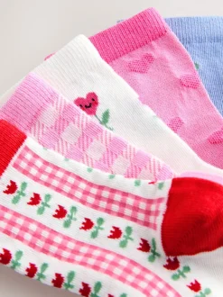 Roze - Cotton Rich Cherry Ankle Socks 5 Pack