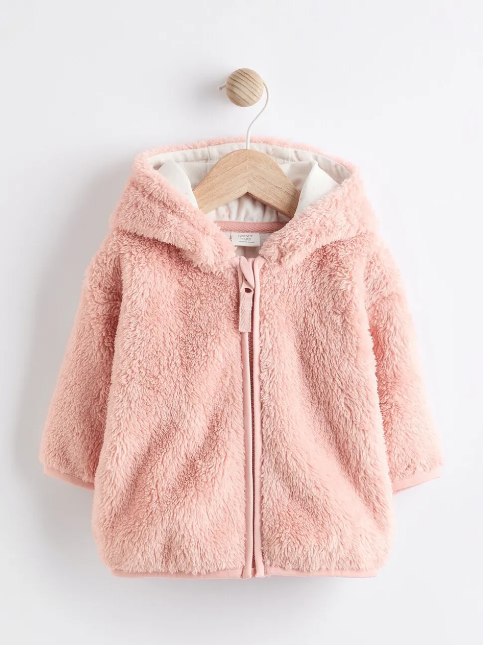 Roze - Fleece babyjack met capuchon (0mnd-2jr)