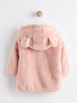 Roze - Fleece babyjack met capuchon (0mnd-2jr)