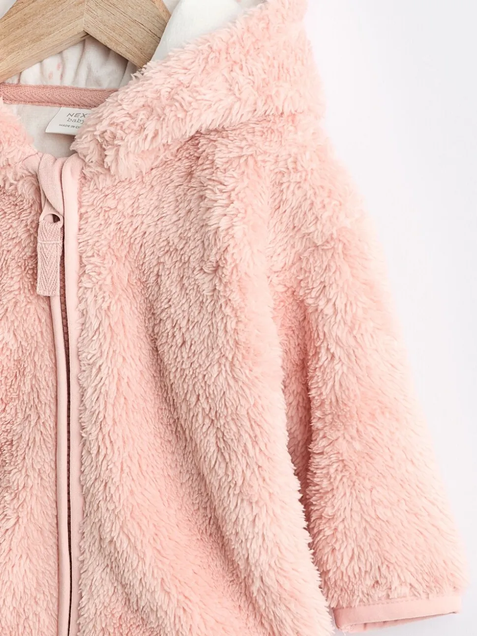 Roze - Fleece babyjack met capuchon (0mnd-2jr)