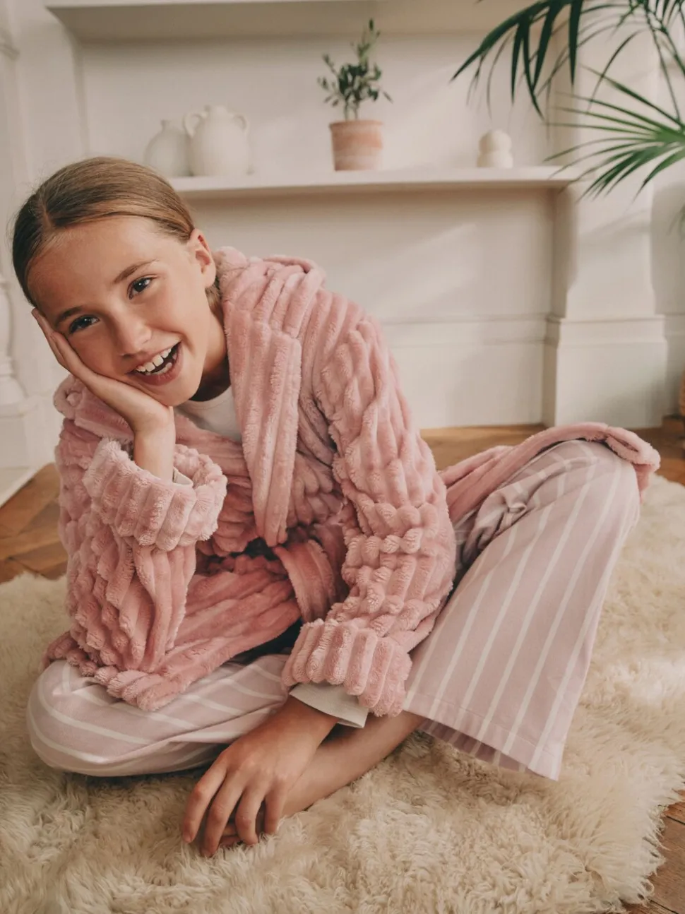 Roze - Fleece Cord Dressing Gown (5-16yrs)