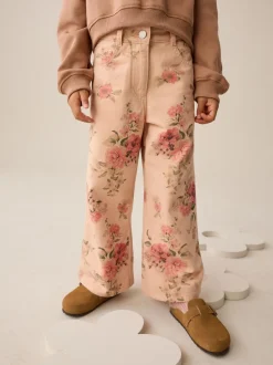 Roze - Floral Print Wide Leg Jeans (3-16yrs)