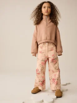 Roze - Floral Print Wide Leg Jeans (3-16yrs)